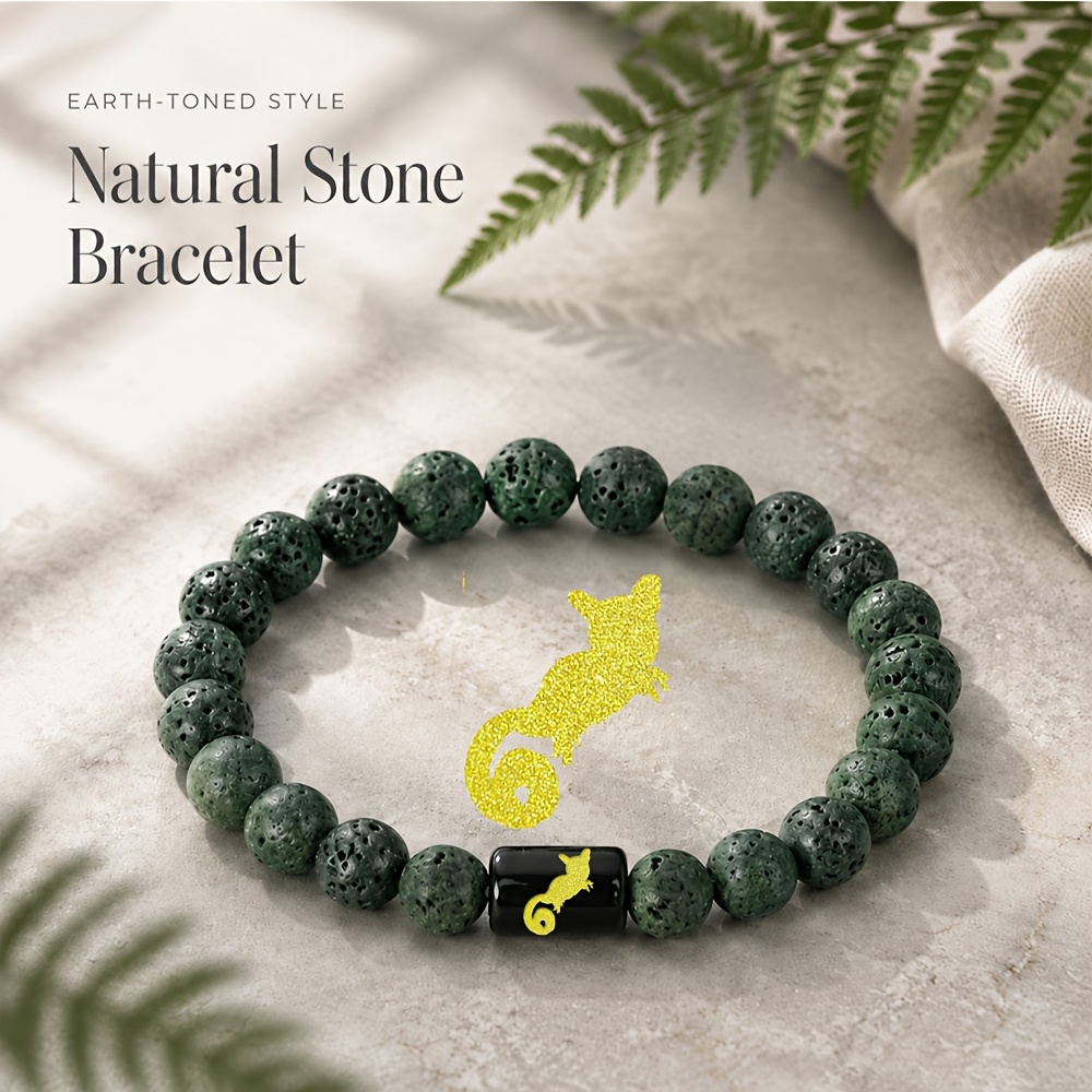 Women's Natural Stone Beaded Bracelet with Sugar Glider Charm